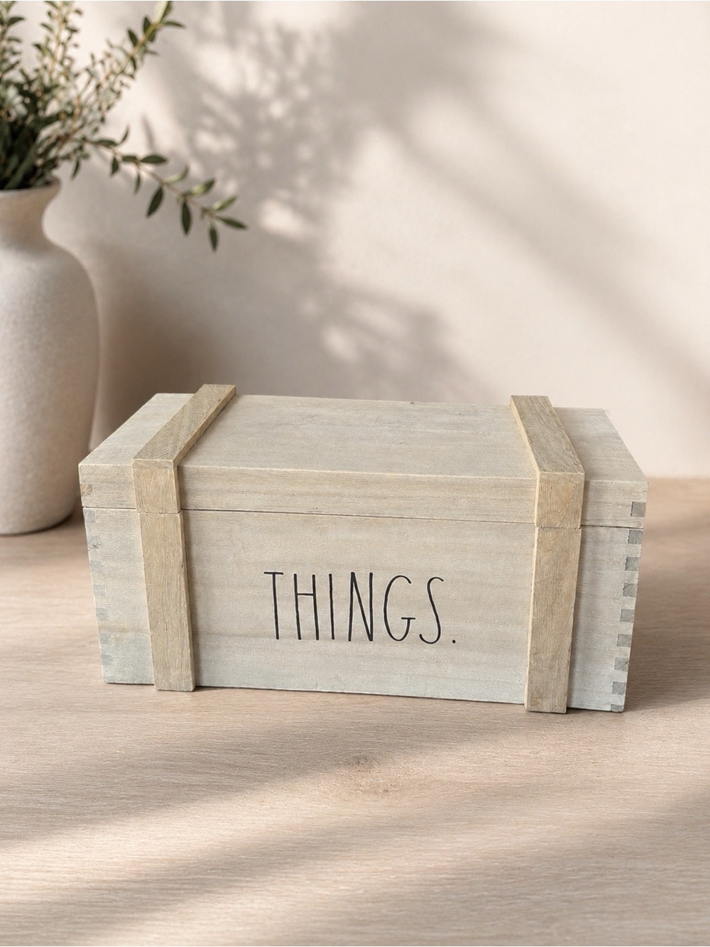 Rae Dunn Light Wood Hinged Crate THINGS